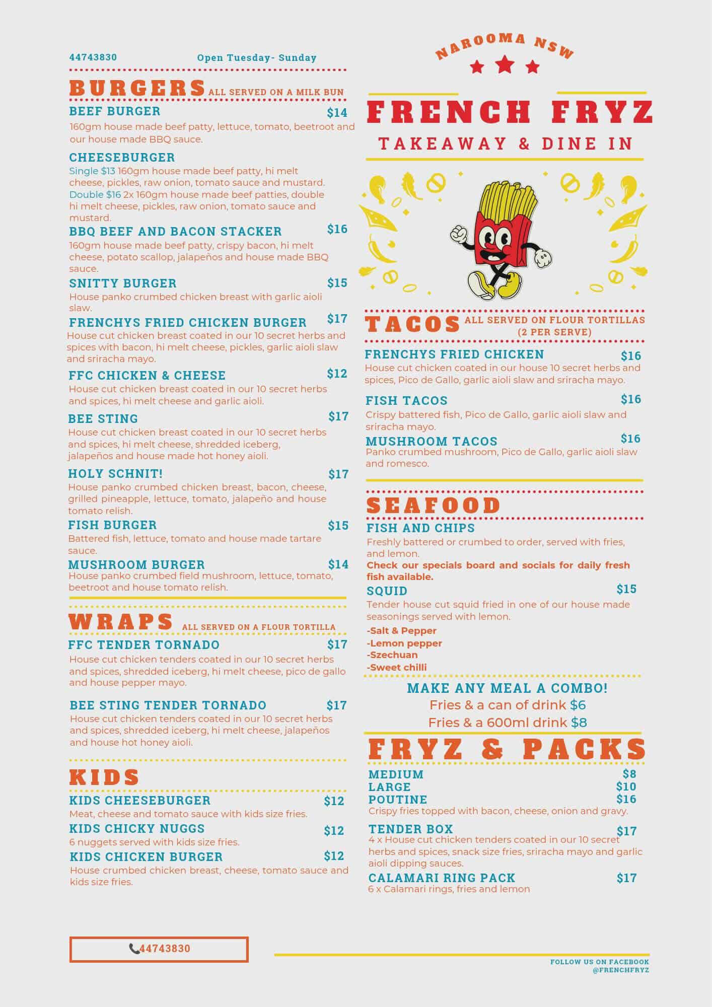 French Fryz takeaway menu